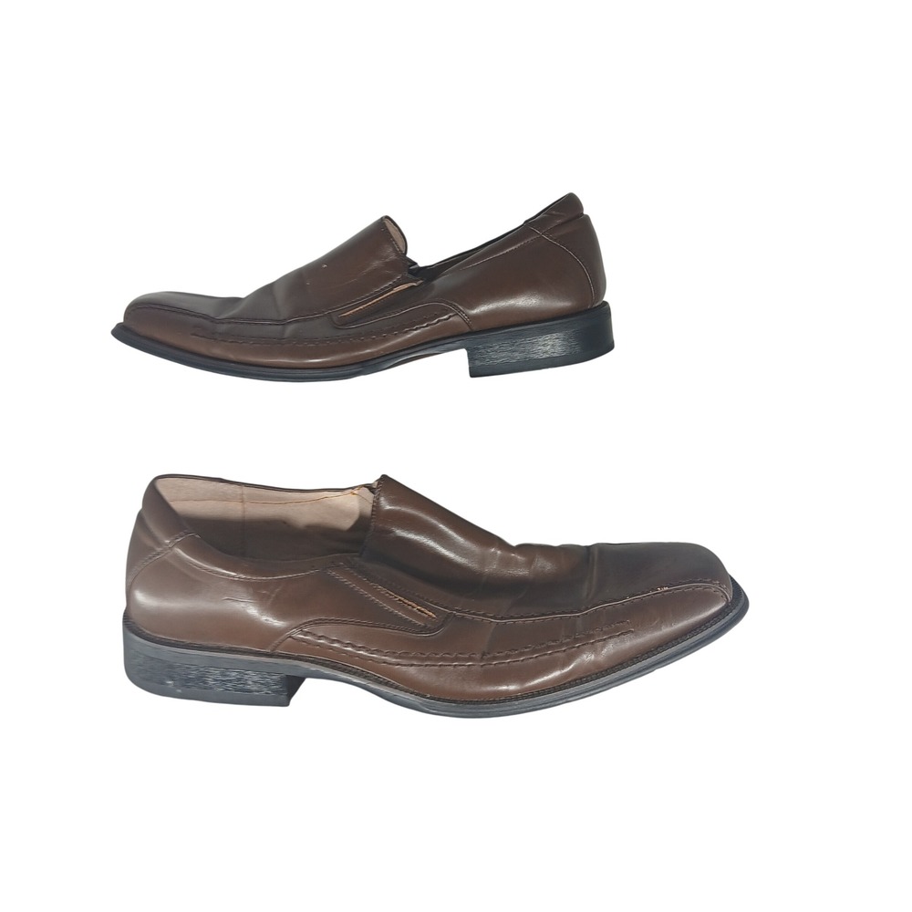 Madden M-ROYAL Slip On Loafers 10M Brown Square Toe Dress Shoes Business Casual